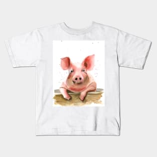 Pig print of watercolor painting Kids T-Shirt